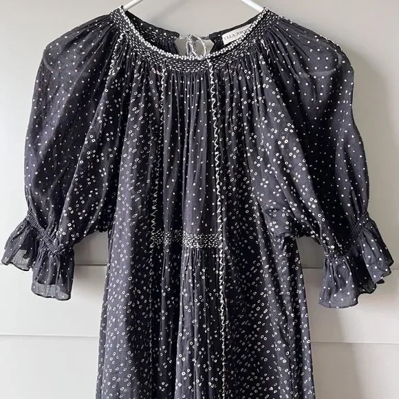 ulla johnson black and white dress Amani Midi Dress